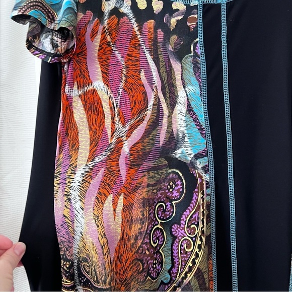 Frank Lyman Handkerchief Hem Multicolored Top Short Sleeve Top size 12 - Picture 4 of 16